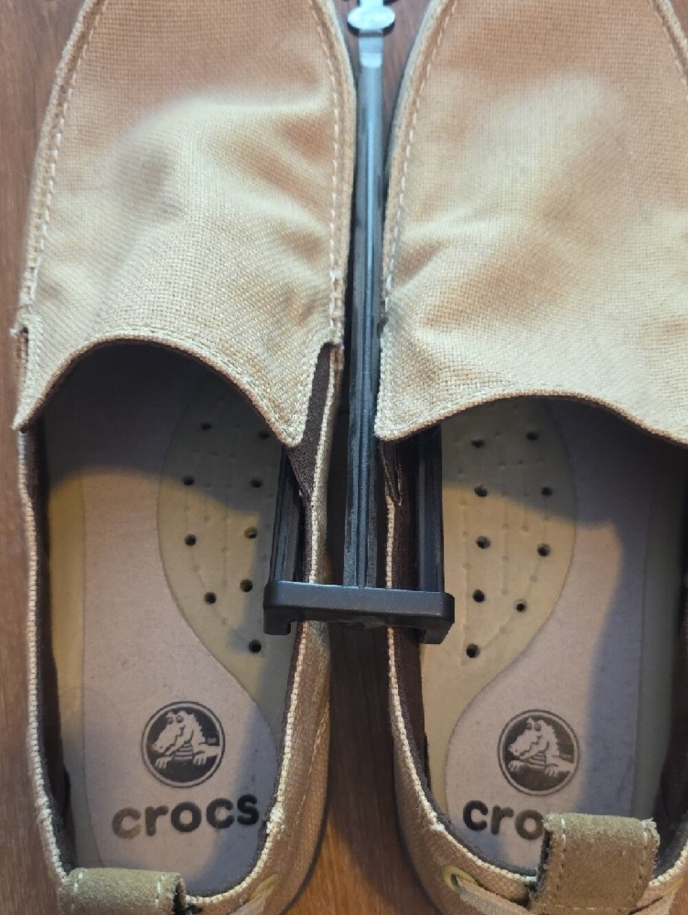 CROCS Men's Tan Slip-On Canvas Loafers - Picture 7 of 12